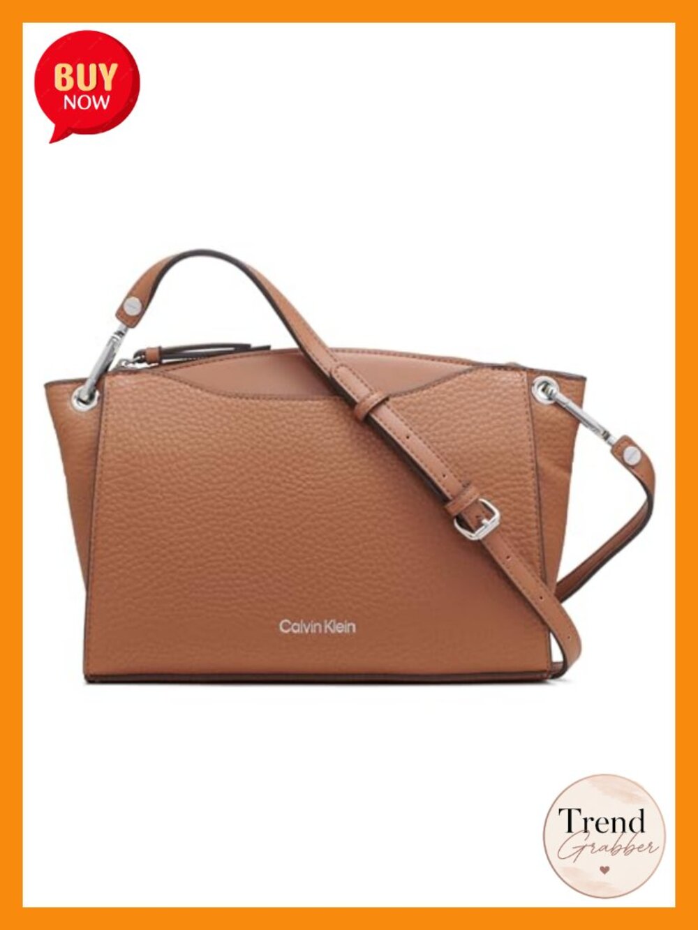 Vegan Leather Crossbody Bag Top Zip Adjustable Strap